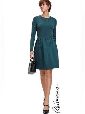 2X Reitmans Long-Sleeve Mix-Media Dress with Crew Neckline, New With Tags